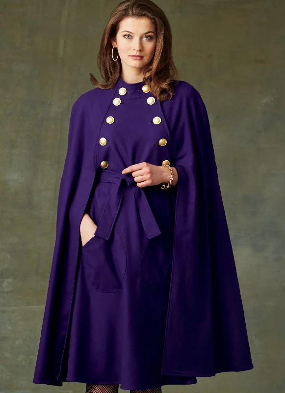 Vogue Pattern 9288 Cape with Stand Collar, Pockets, and Belt