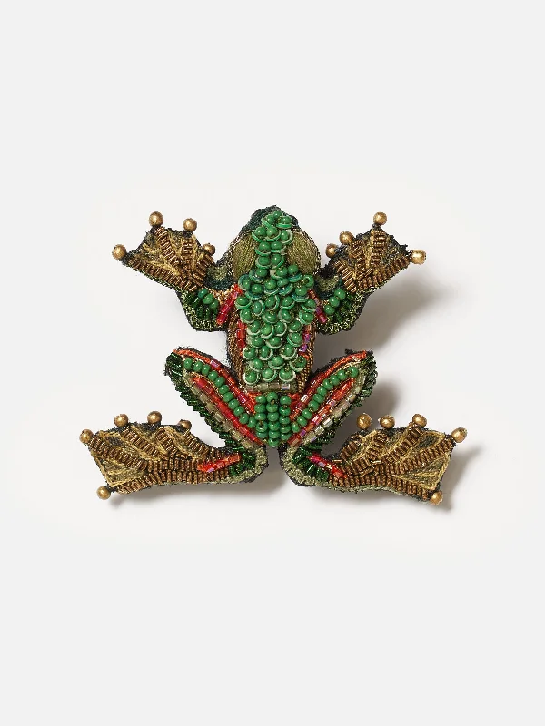 TROVELORE | GREEN FLYING FROG BROOCH