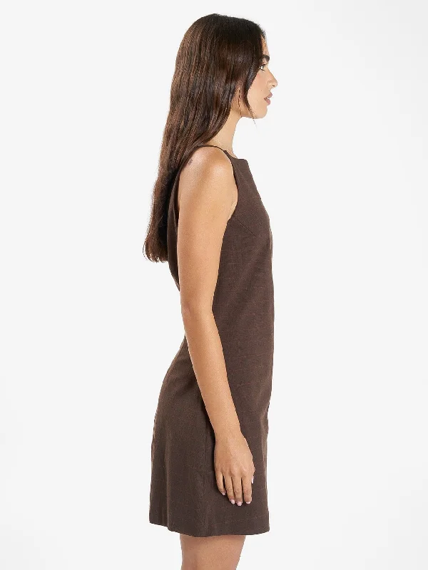 Alessia Mini Dress - Burnt Chestnut