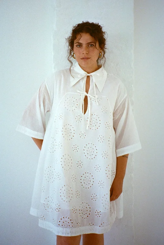 Apron Dress - Salt Eyelet