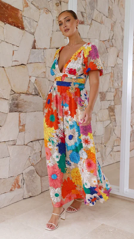 Baker Maxi Dress - Orange/Blue/Pink Floral