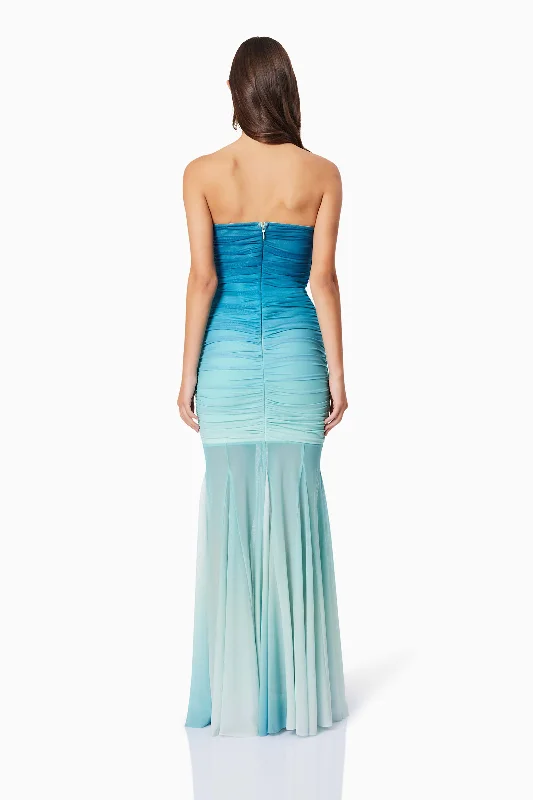 Brielle Strapless Maxi Dress In Blue