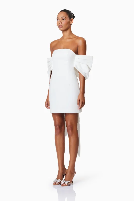 Calypso Bow Detail Mini Dress In White