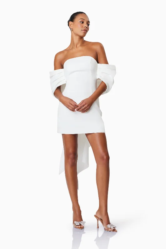 Calypso Bow Detail Mini Dress In White