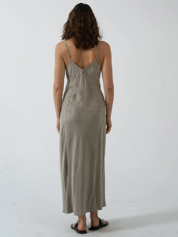 Chelsea Full Length Slip Dress - Stone Grey