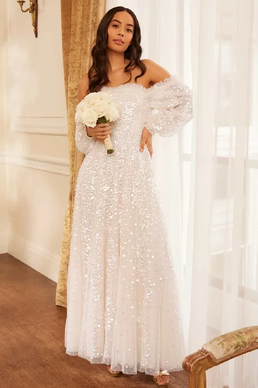 Confetti Gloss Off-Shoulder Gown