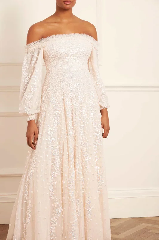 Confetti Gloss Off-Shoulder Gown