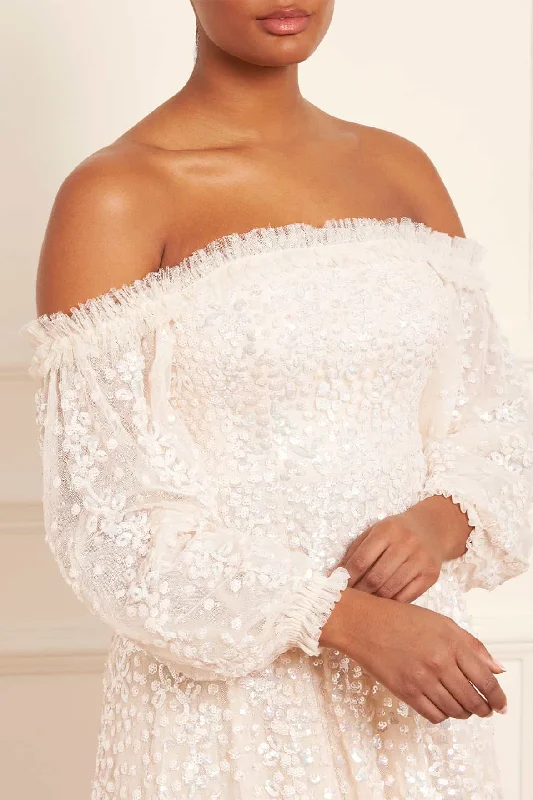 Confetti Gloss Off-Shoulder Gown