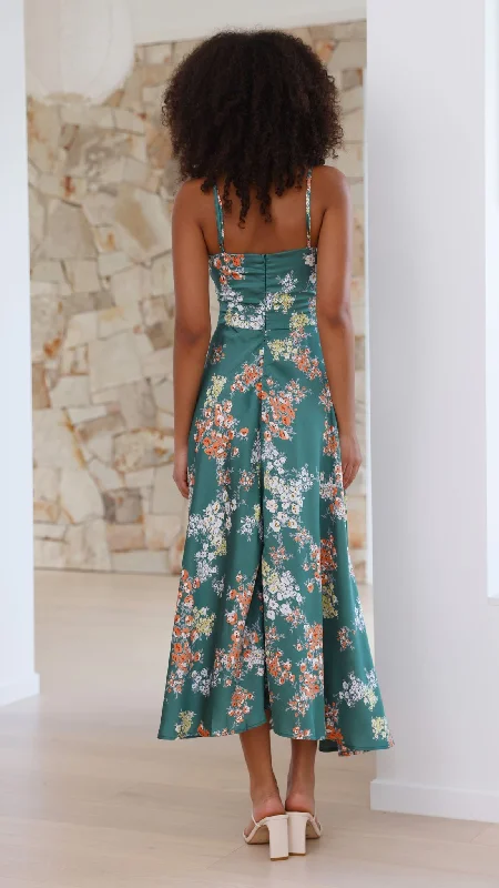 Dreamers Midi Dress - Green Floral