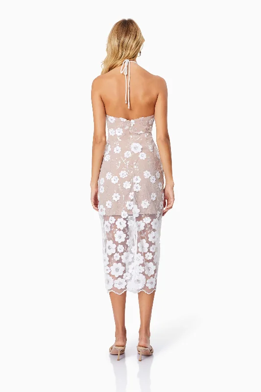 Elodie Midi Cocktail Dress in White