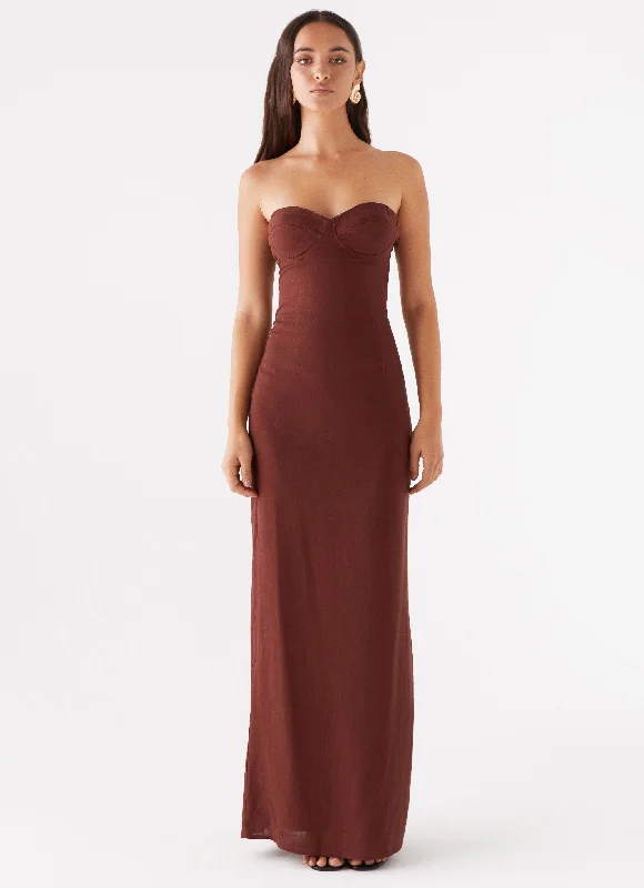 Esra Strapless Maxi Dress - Chocolate