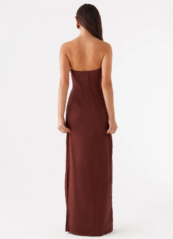 Esra Strapless Maxi Dress - Chocolate