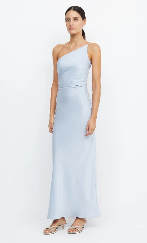 ETERNITY ASYM MAXI DRESS - DUSTY BLUE