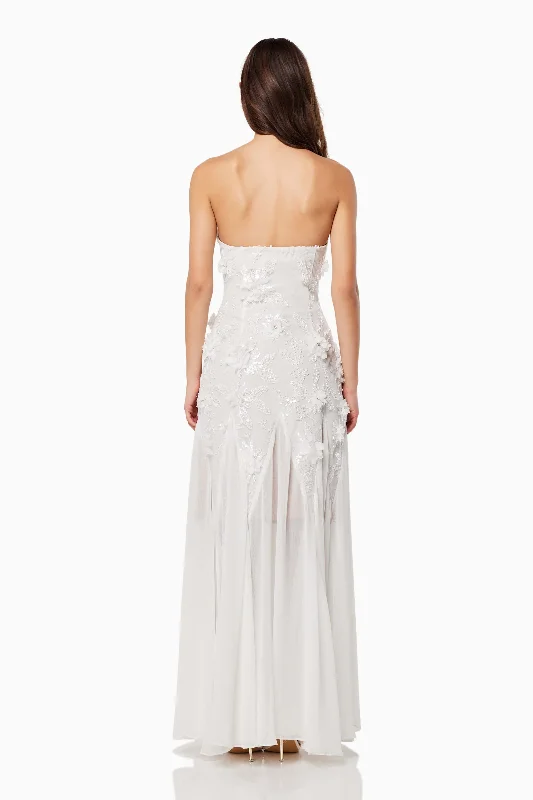 Evadne Strapless Maxi Gown In White