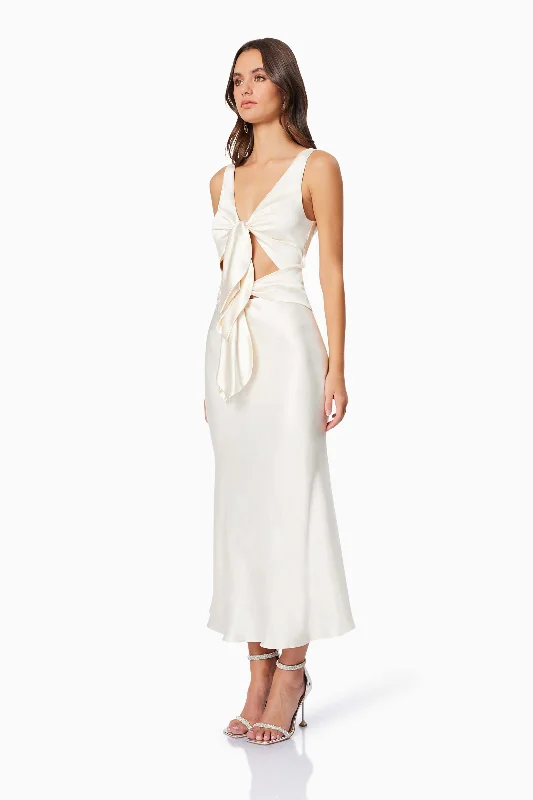 Faith Front Tie Midi Dress in White