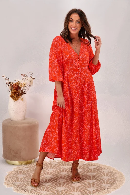 Fate Chateau Maxi Dress Pink Orange Delight