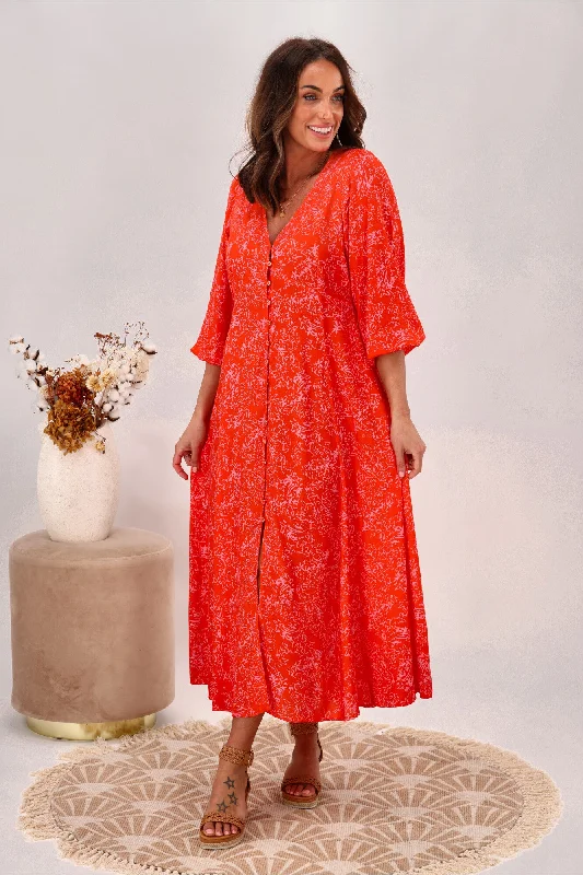 Fate Chateau Maxi Dress Pink Orange Delight