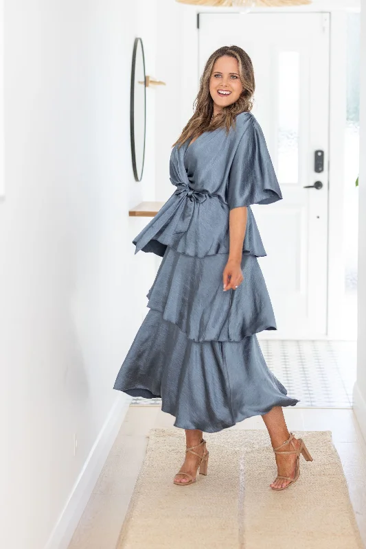 Celebration by Shine On Marissa Midi Dress Stormy Grey