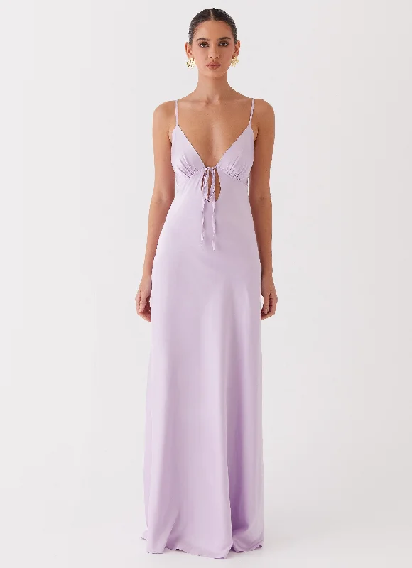 Flora Satin Maxi Dress - Lilac