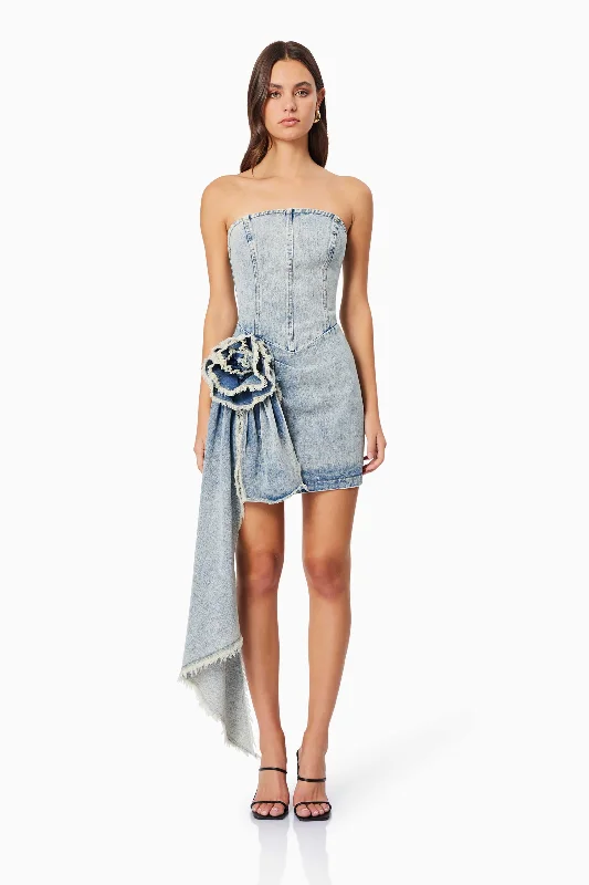 Giselle Denim Mini Dress in Blue