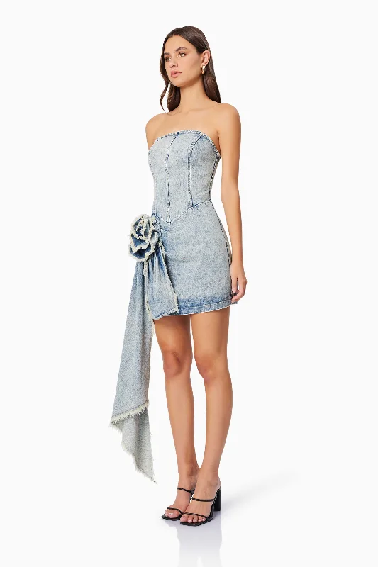 Giselle Denim Mini Dress in Blue