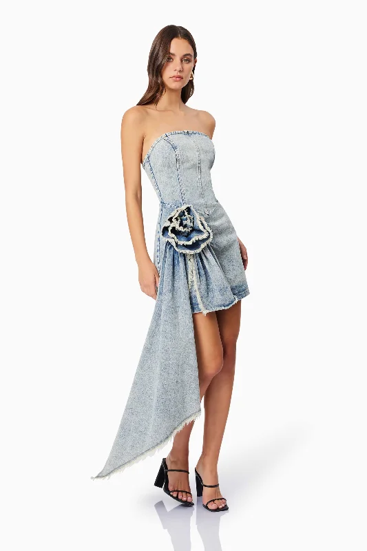 Giselle Denim Mini Dress in Blue