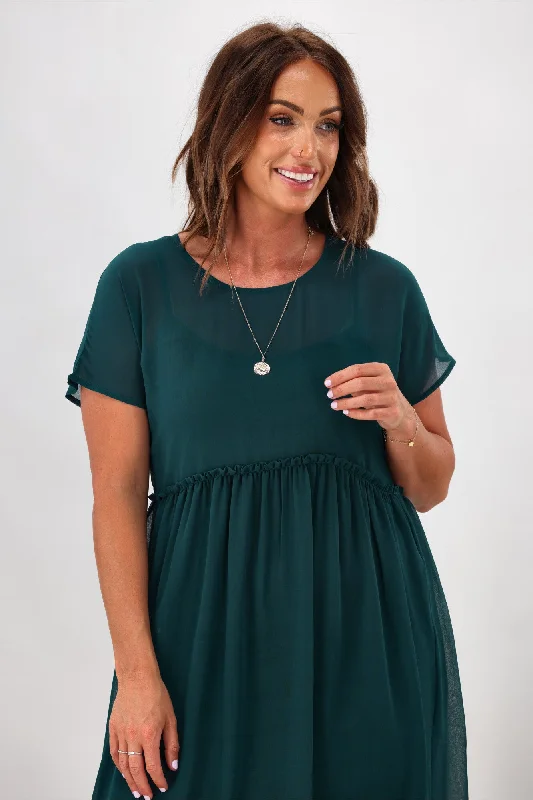 Gloss by Shine On Amanda Empire Line Chiffon Dress Teal