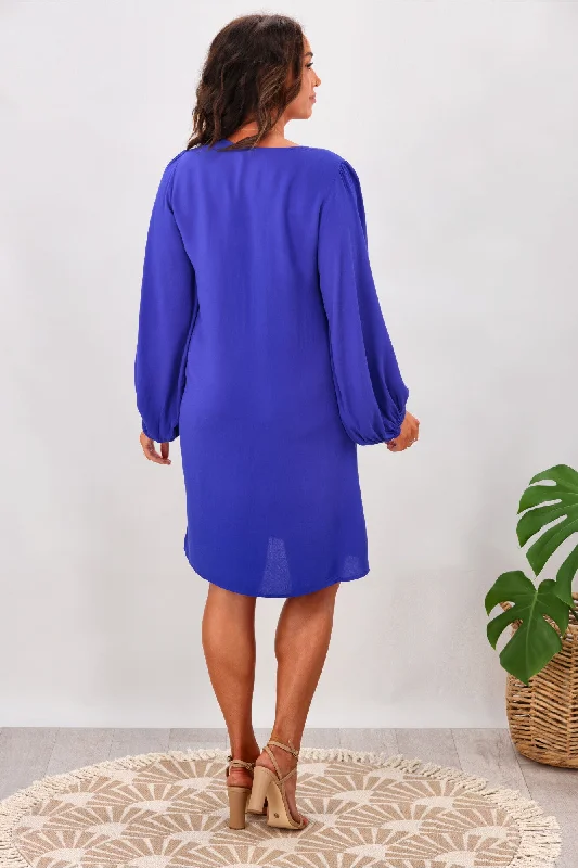 Gloss by Shine On Joni Shift Dress with Blouson Sleeve Blue