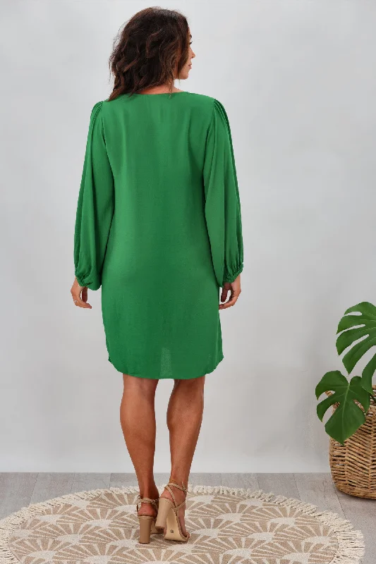 Gloss by Shine On Joni Shift Dress with Blouson Sleeve Green