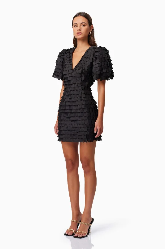 Hailey Textured 3D Mini Dress In Black