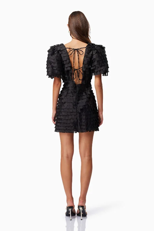 Hailey Textured 3D Mini Dress In Black