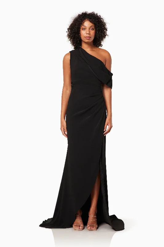 Isadora Off The Shoulder Maxi Gown in Black