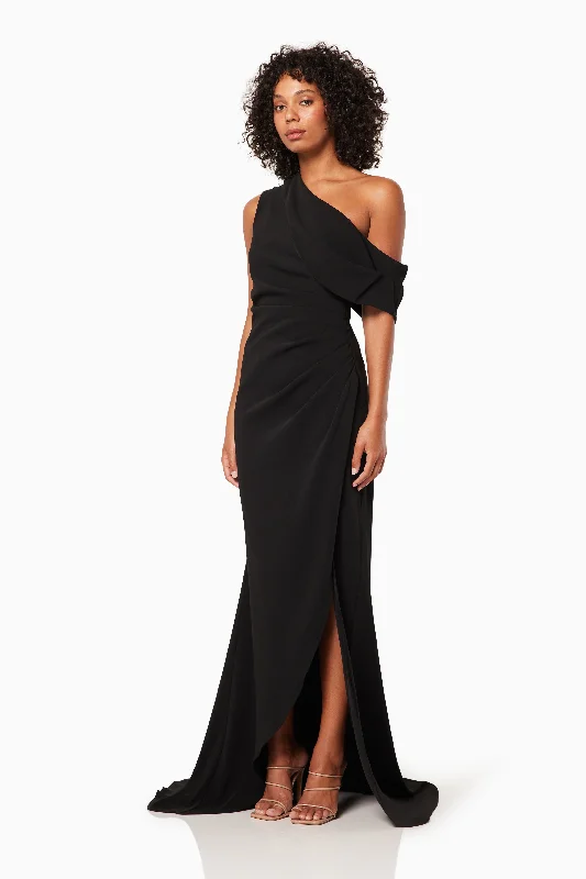 Isadora Off The Shoulder Maxi Gown in Black