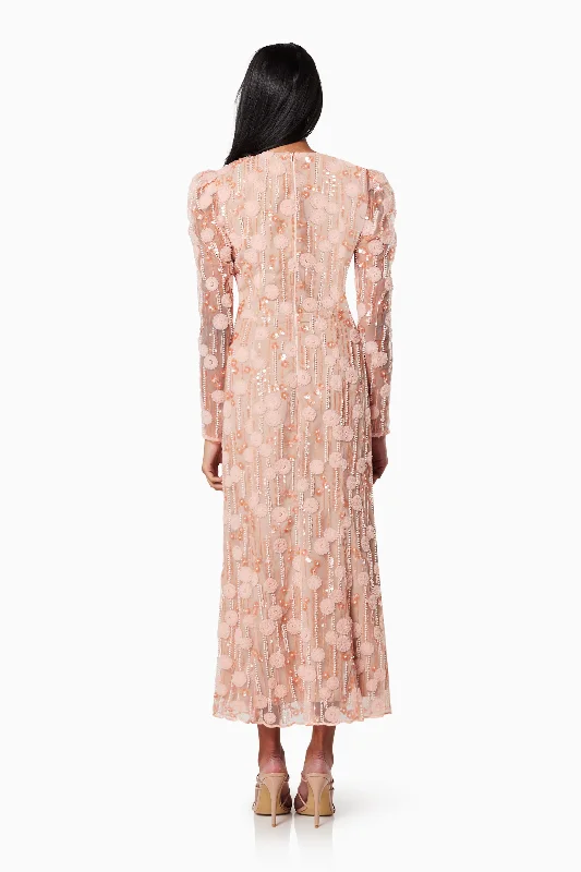 La Rochelle V Shaped Maxi Gown In Pink