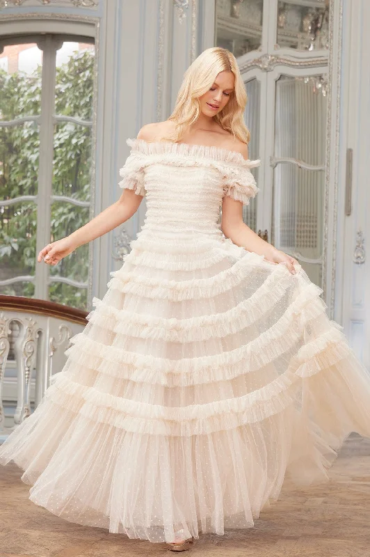 Lisette Ruffle Off Shoulder Gown