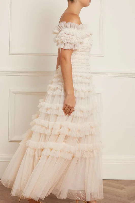 Lisette Ruffle Off Shoulder Gown