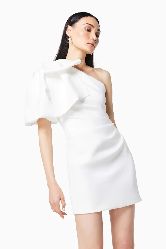 Marseilles 3D Bow Mini Dress In White