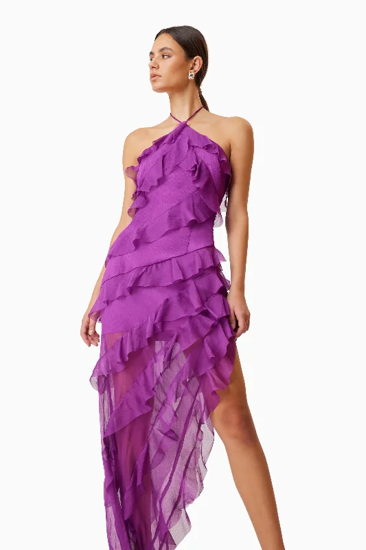 Mia Halterneck Maxi Gown In Purple