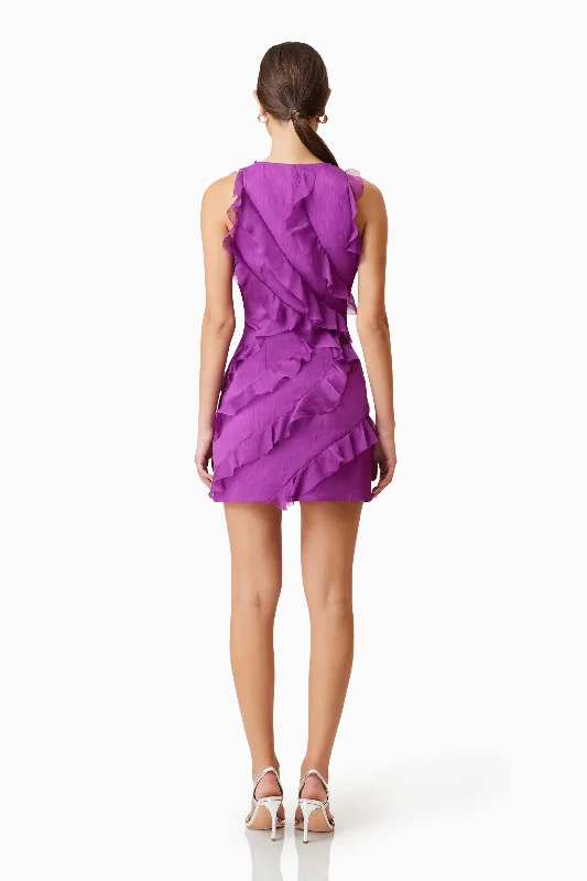 Mia Sheer Party Mini Dress In Purple