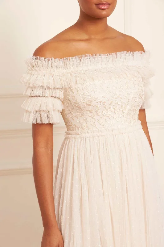 Midsummer Lace Bodice Off-Shoulder Ankle Gown