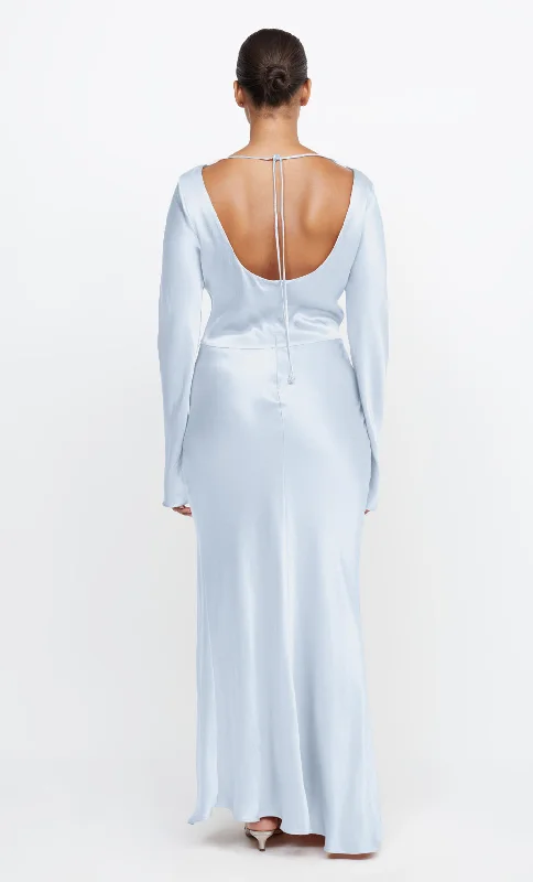 MOON DANCE LONG SLEEVE MAXI DRESS - DUSTY BLUE