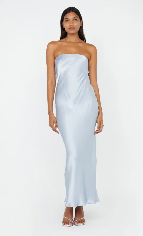 MOON DANCE STRAPLESS DRESS - DUSTY BLUE