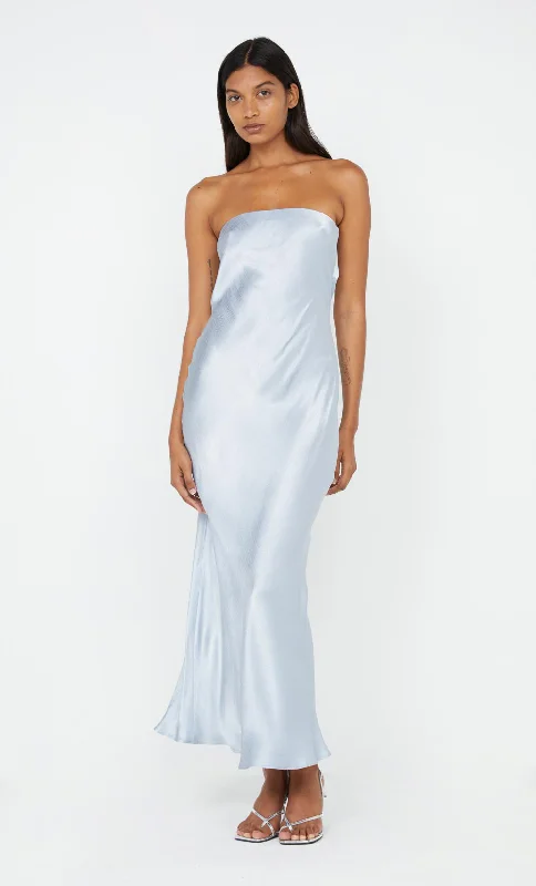 MOON DANCE STRAPLESS DRESS - DUSTY BLUE