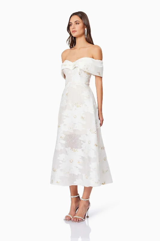 Octavia Sweetheart Midi Dress In White