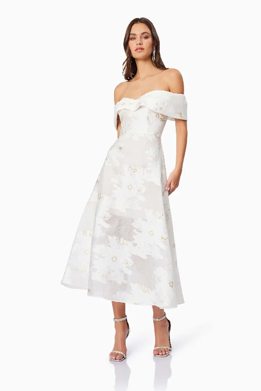 Octavia Sweetheart Midi Dress In White