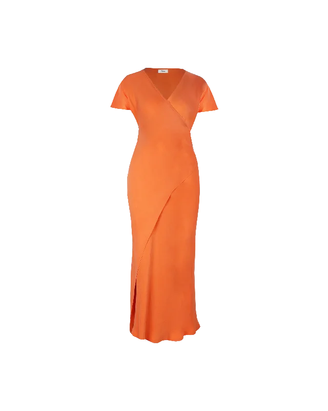 OMNIA CAPSLEEVE WRAP DRESS ORANGEADE