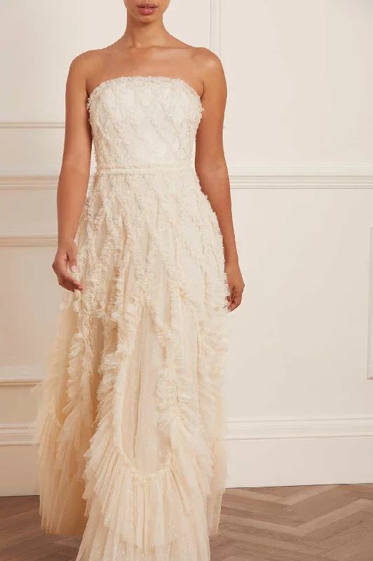 Rosella Ruffle Strapless Gown