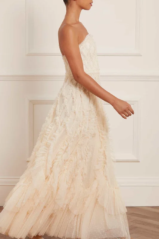 Rosella Ruffle Strapless Gown