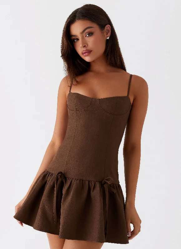 Running Late Mini Dress - Chocolate