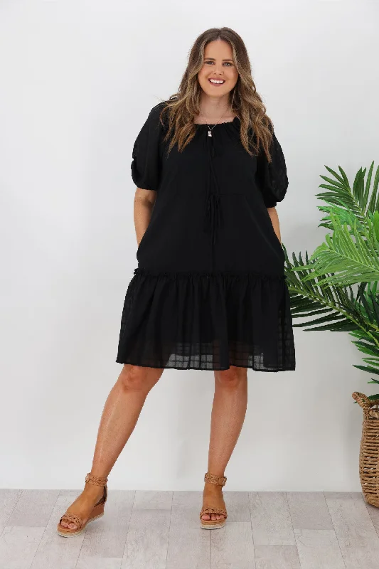 Sass Ruby Tiered Midi Dress Black